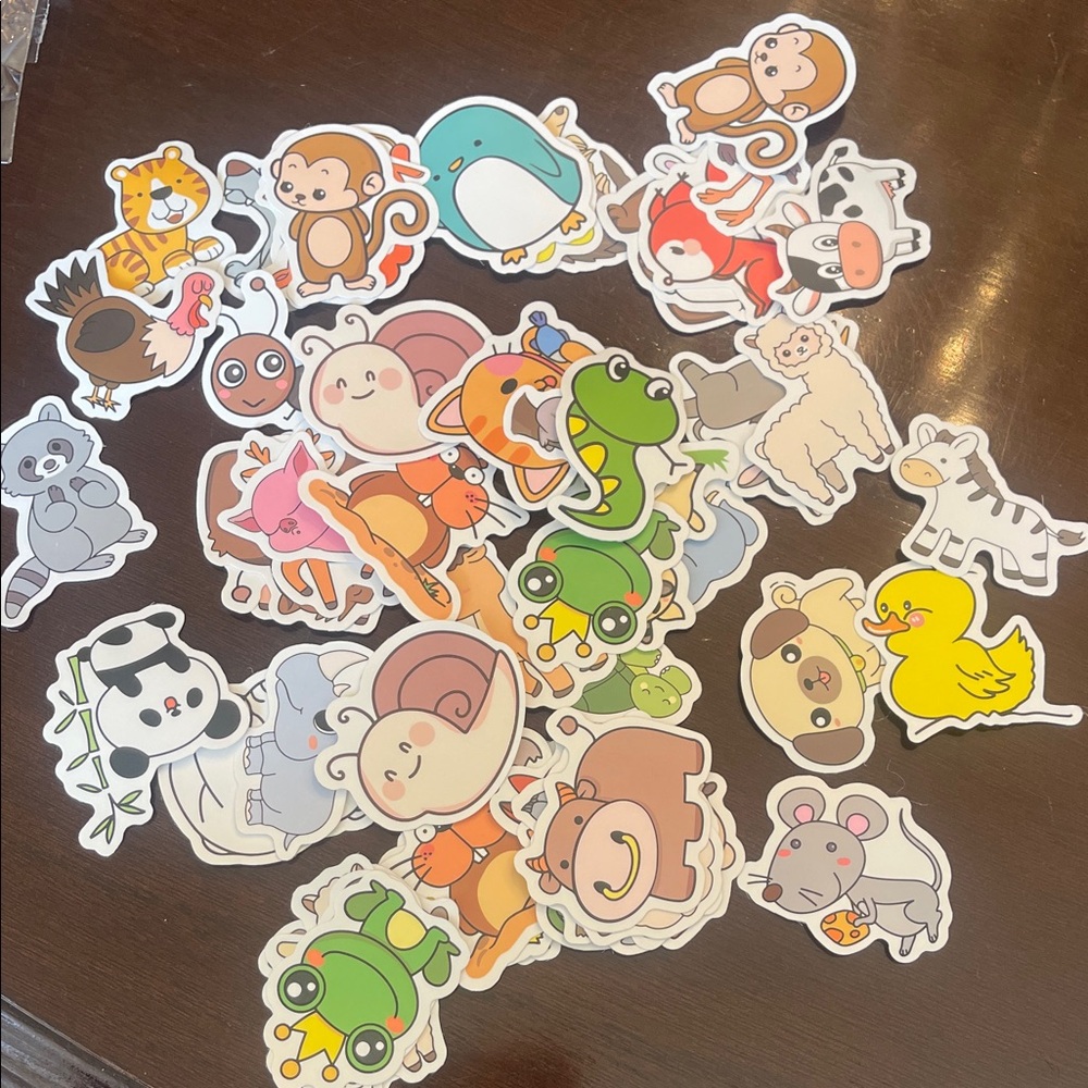50 Assorted Small Pets animal Sticker Set - Colorful Animal Designs nwt